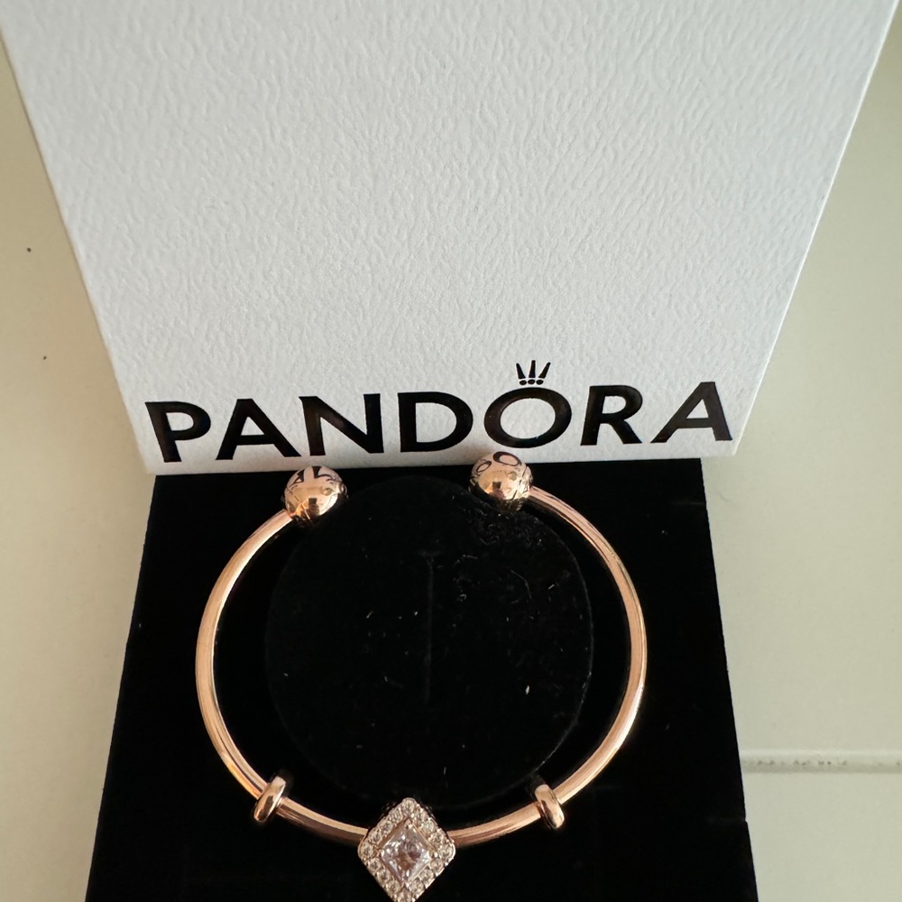 Pandora Rose Gold Bracelet with Geometric Charm